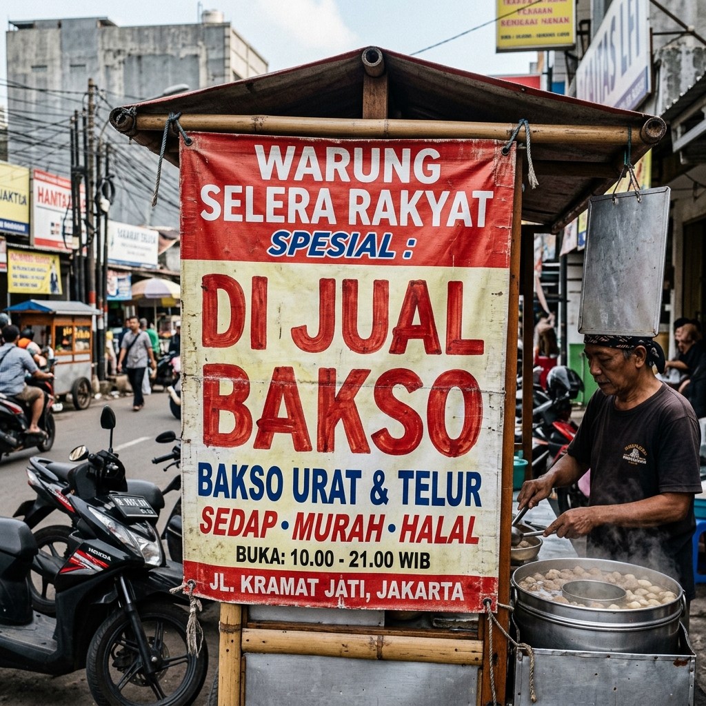 Kesalahan Penulisan 'di jual' di Spanduk Toko